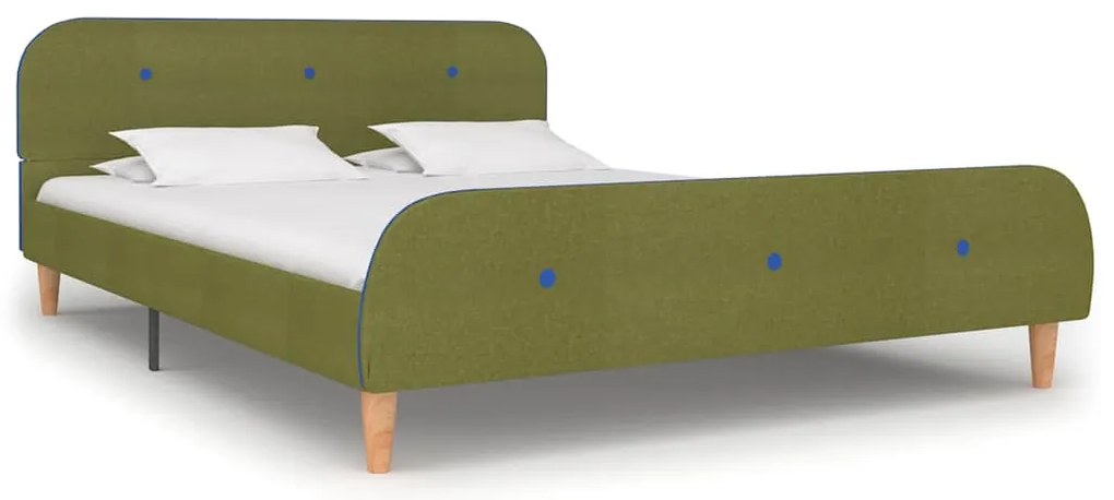 vidaXL Estrutura para cama sem colchão 135x190 cm tecido verde
