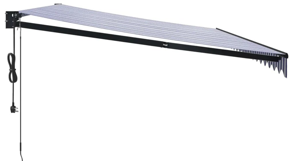 Toldo retrátil automático 5x3 m azul e branco
