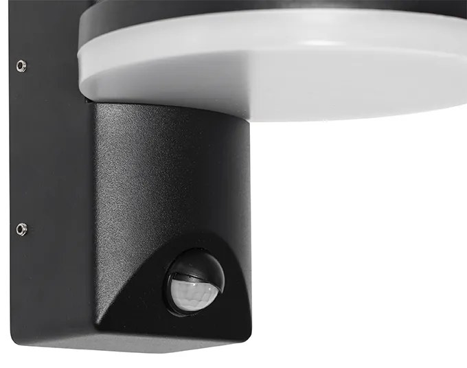 Candeeiro de parede exterior preto com sensor de movimento LED IP54 - Esmee Moderno