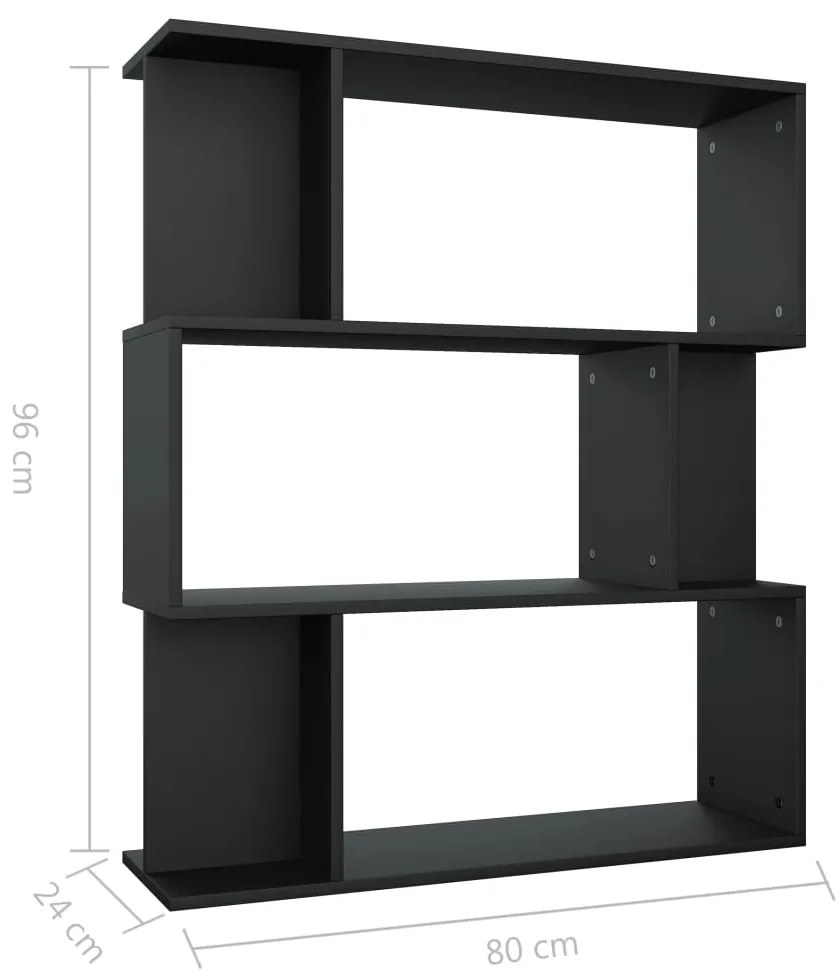Estante/divisória 80x24x96 cm derivados de madeira preto