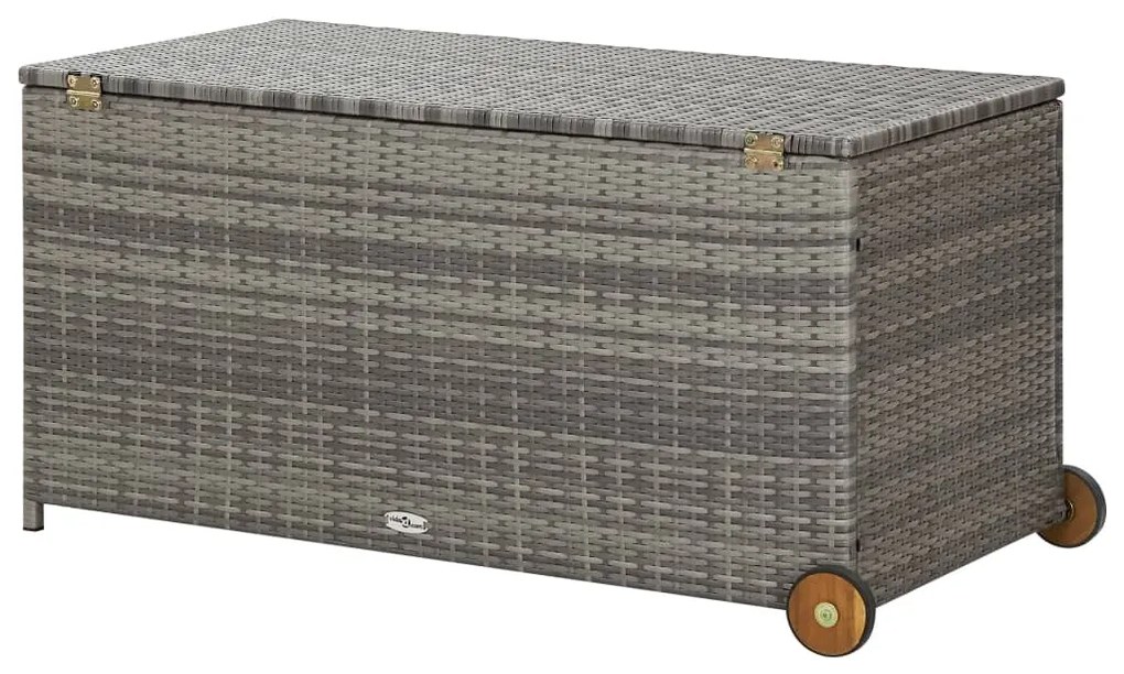 Caixa de arrumação p/ jardim 120x65x61 cm vime PE cinza-claro