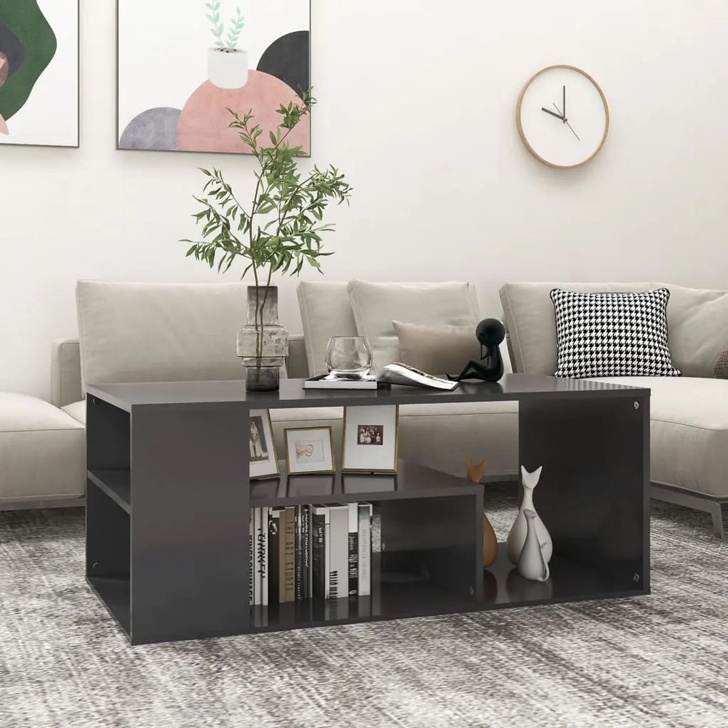 vidaXL Mesa de centro 100x50x40 cm contraplacado cinzento