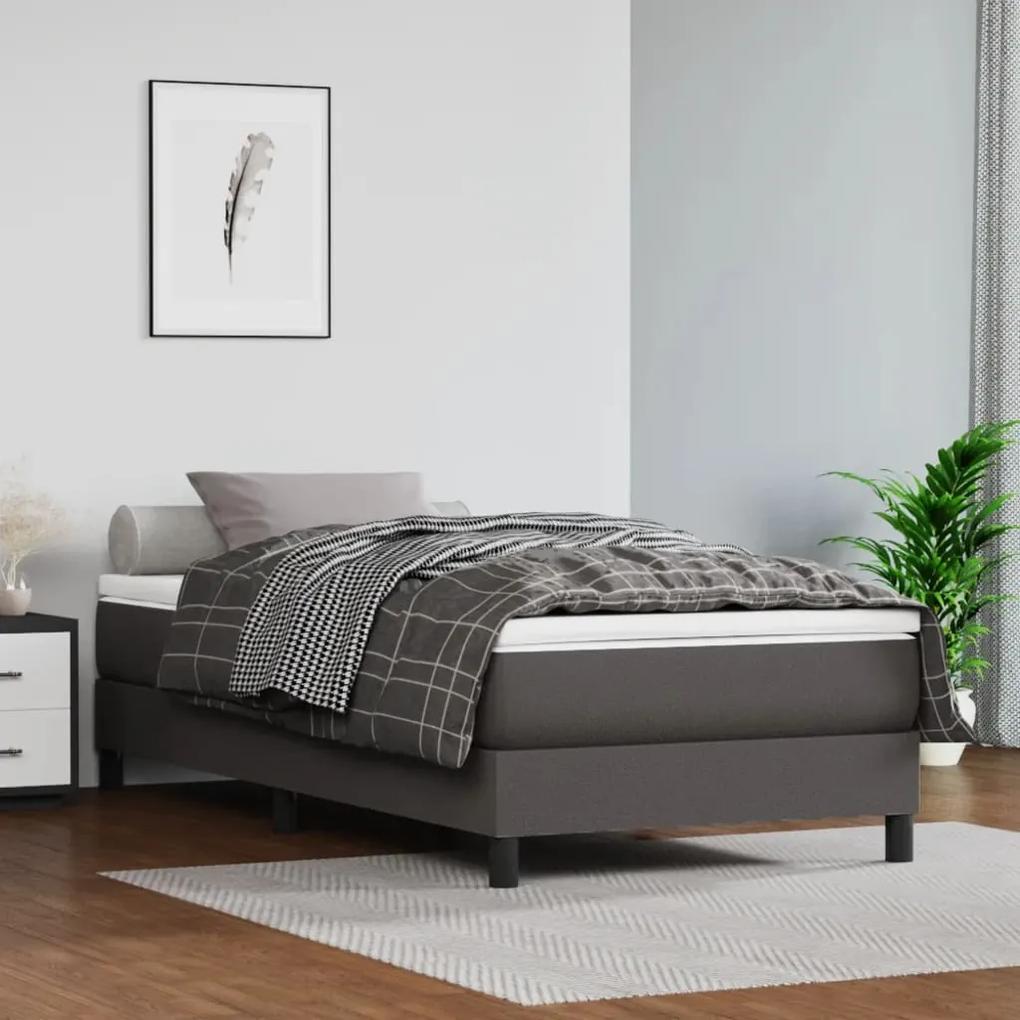 3120686 vidaXL Estrutura de cama com molas 100x200cm couro artificial cinzento