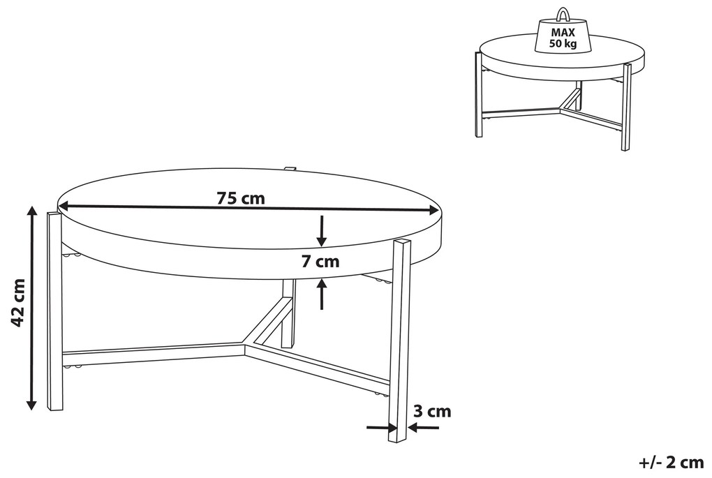 Mesa de centro efeito betão ⌀ 70 cm BONITA Beliani