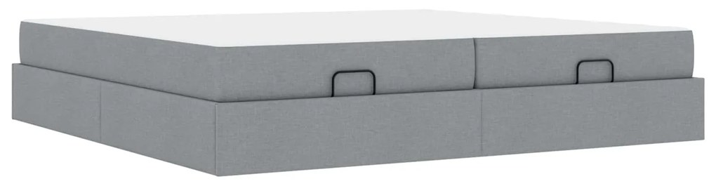 vidaXL Estrutura de cama com colchão 2 pcs Cinzento-claro tecido