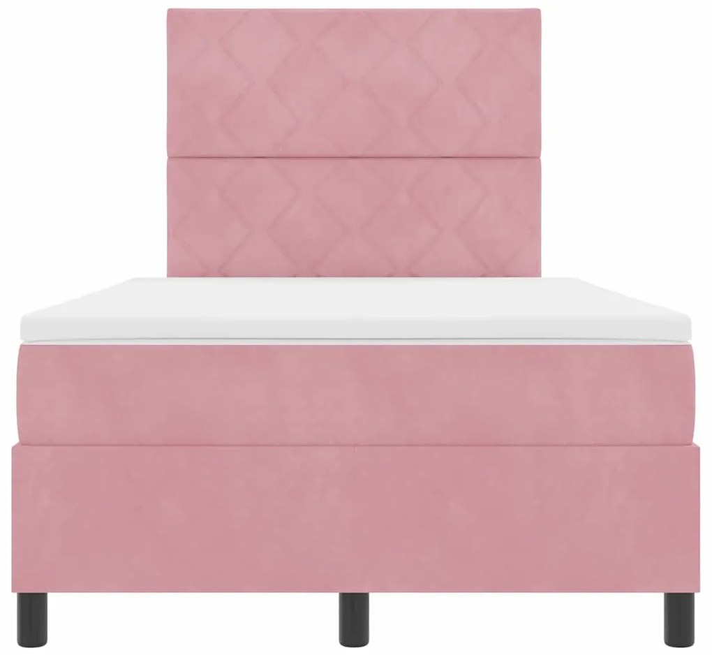 Cama Box Spring vidaXL com Colchão e LED Rosa 120x190 cm Veludo