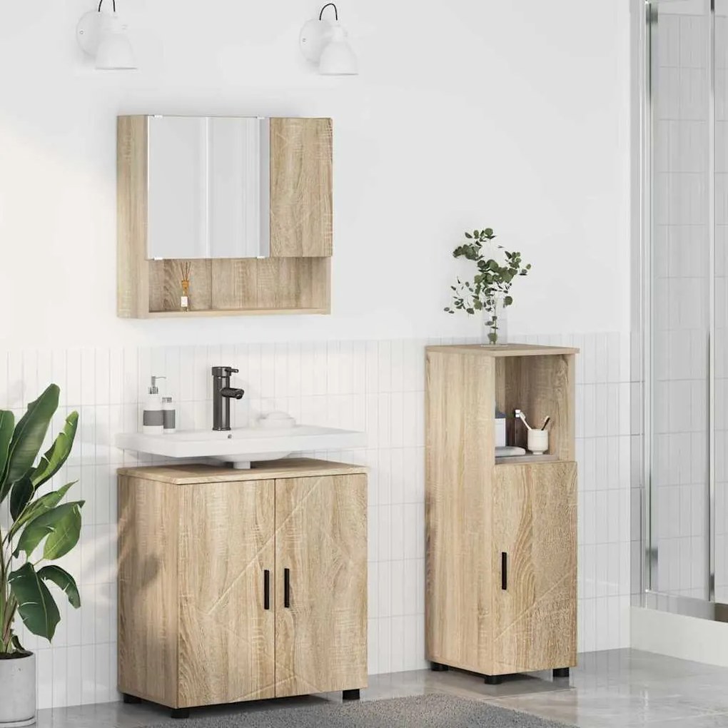 vidaXL Conjunto de Móveis para Banheiro 3 pcs Carvalho sonoma