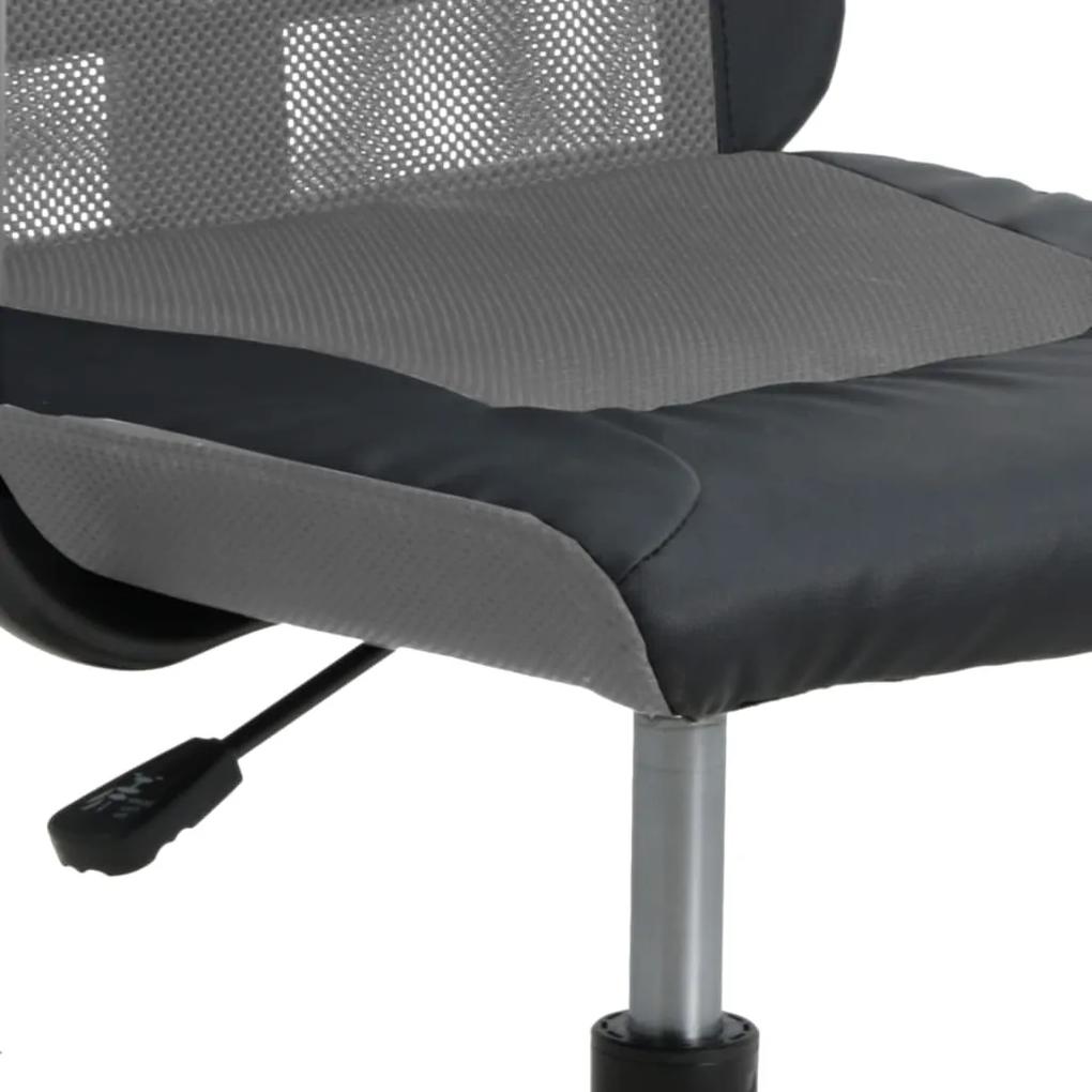 Cadeira de escritório tecido de malha/couro artif. cinza/preto