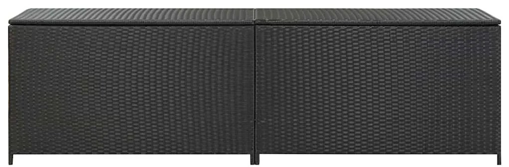 Caixa de arrumação para jardim 200x50x60 cm vime PE preto