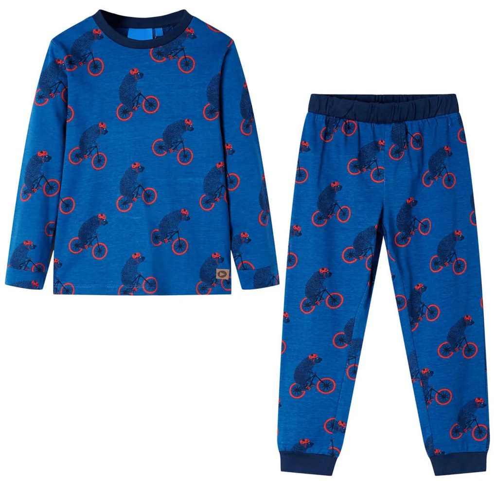 Pijama de manga comprida para criança azul-petróleo 116