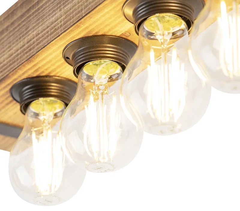 Luminária de teto industrial inteligente madeira com aço incl. 4 WiFi A60 - Reena