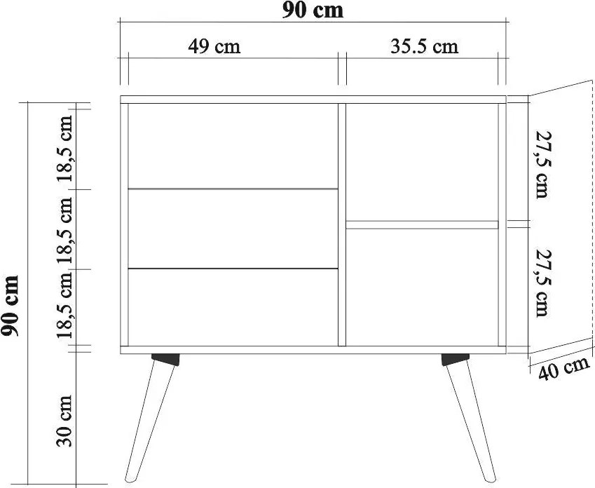 Cômoda Verybox – Carvalho Sonoma – 90x90x40 cm