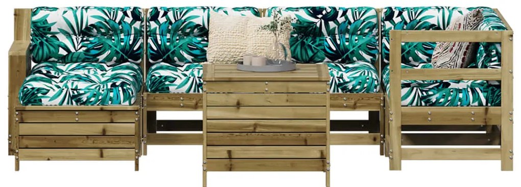 7 pcs conjunto sofás jardim madeira de pinho impregnada