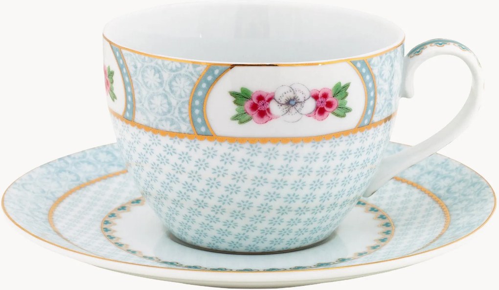 Chávena de café com pires em porcelana Blushing Birds