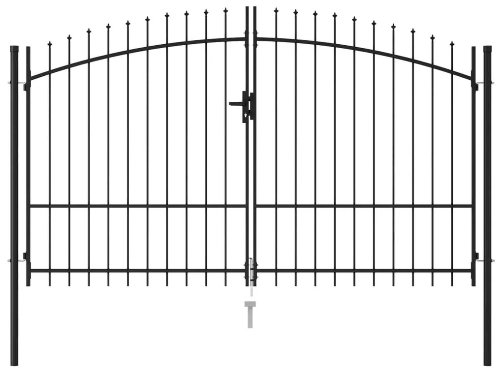 Portão p/ cerca porta dupla topo em espetos 3x1,75 m aço preto