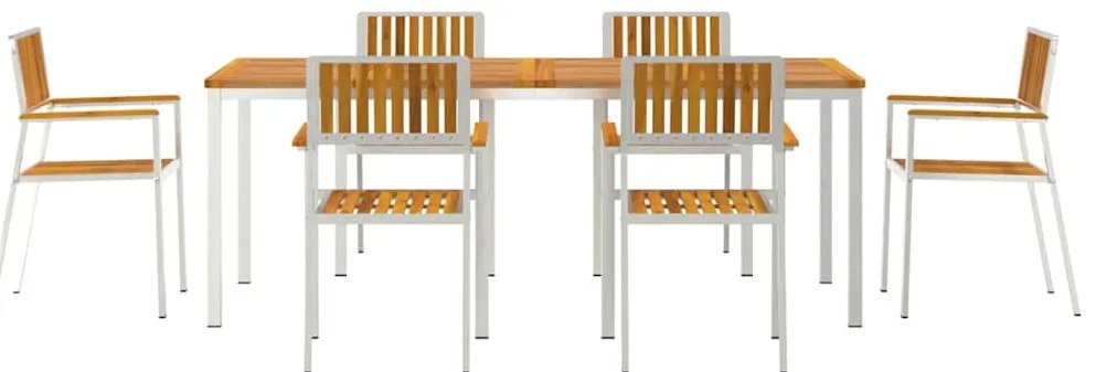 Conjunto de Jantar Jardim vidaXL 7 Peças Madeira Maciça de Acácia