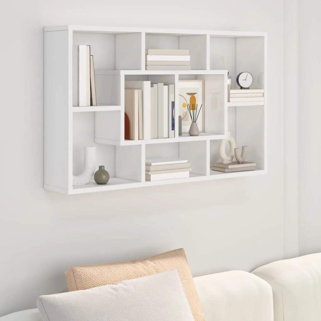 801424 vidaXL Prateleira de parede 85x16x52,5 cm madeira branco brilhante
