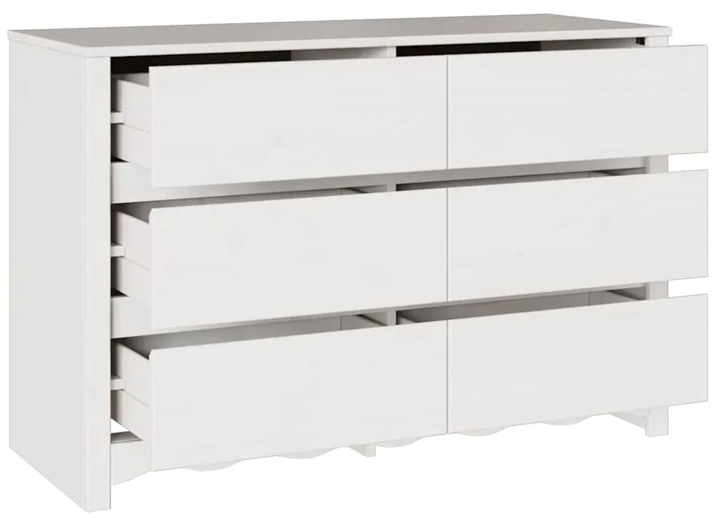 Cômoda "DRAMMEN" Branca 111x43x73,5 cm Madeira Sólida Pinus