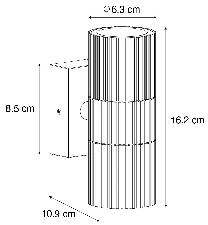 Candeeiro de parede industrial para exterior preto 2 luzes IP44 - Vigo Industrial