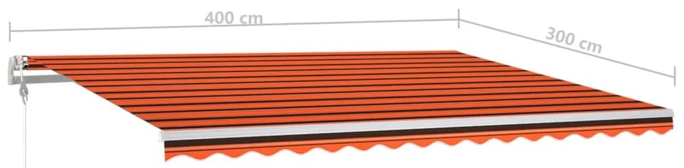 Toldo autom. LED e sensor de vento 400x300 cm laranja/castanho