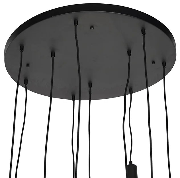 Candeeiro de suspensão moderno preto 60 cm 10 luzes - Facil Moderno