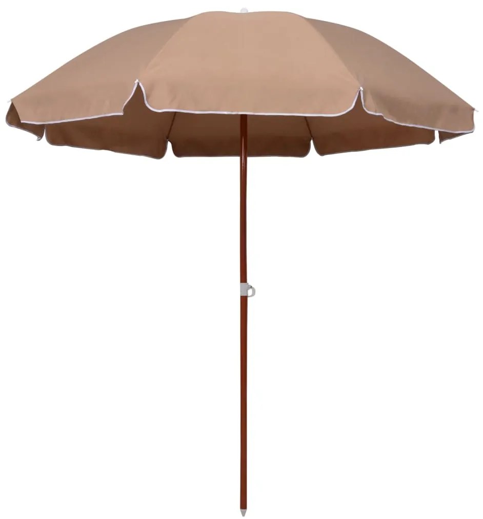 vidaXL Guarda-sol de jardim c/ poste de aço 240cm cinzento-acastanhado