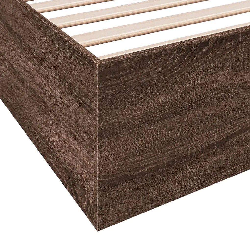 Estrutura de cama 200x200cm derivados madeira carvalho castanho