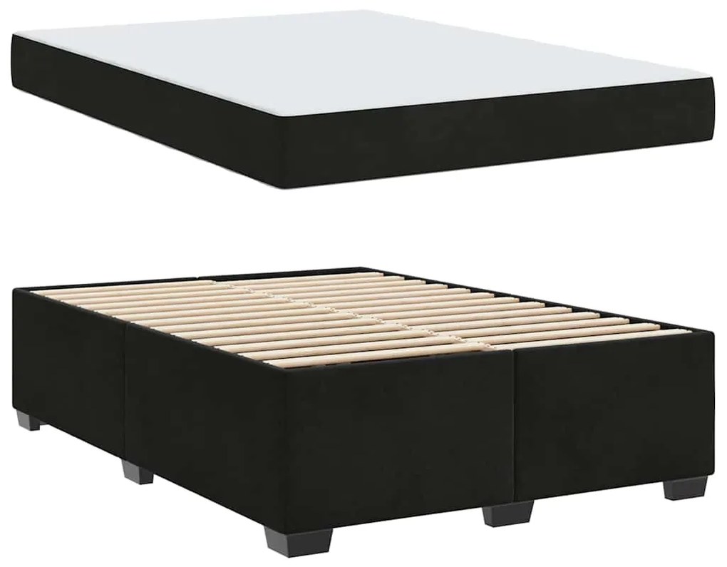 Estrutura de cama com colchão Outros Preto 160 x 200 cm Veludo