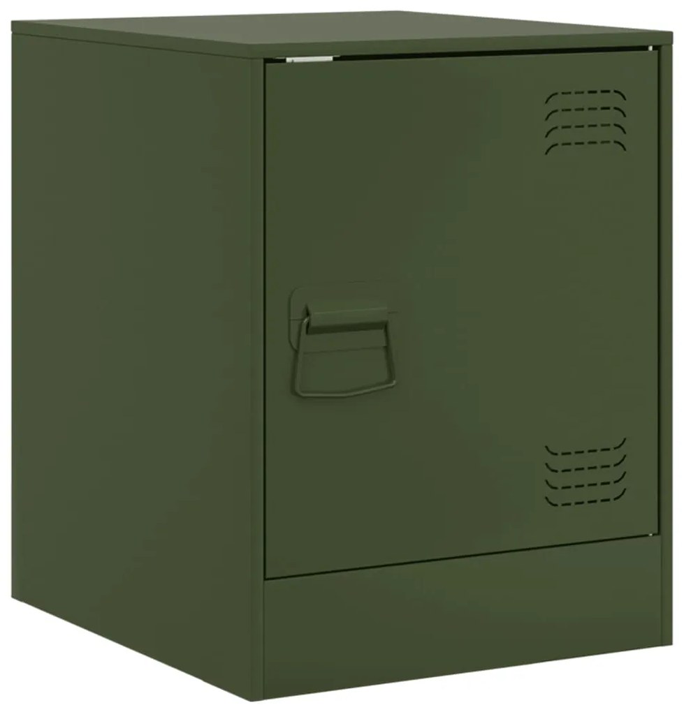 Mesas de cabeceira 2 pcs 34,5x39x44 cm aço verde azeitona