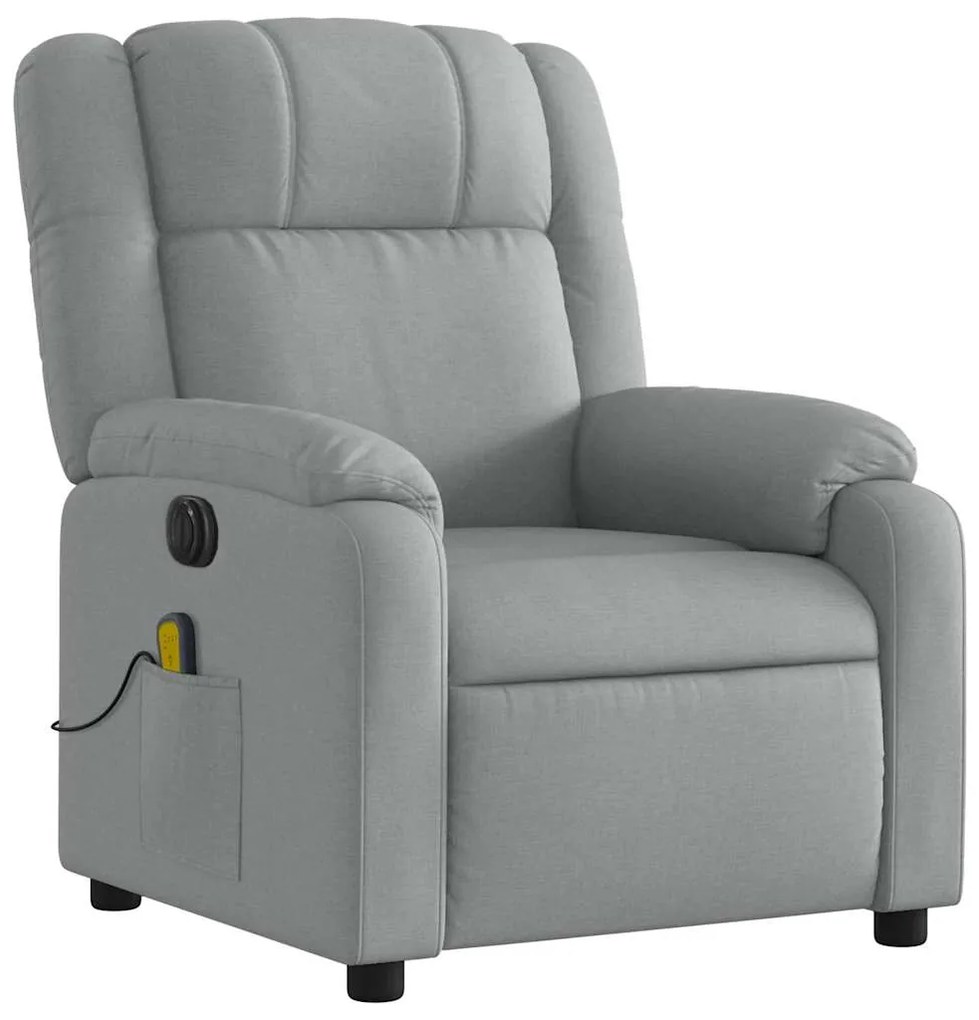 Poltrona de massagens reclinável elétrica tecido cinzento-claro