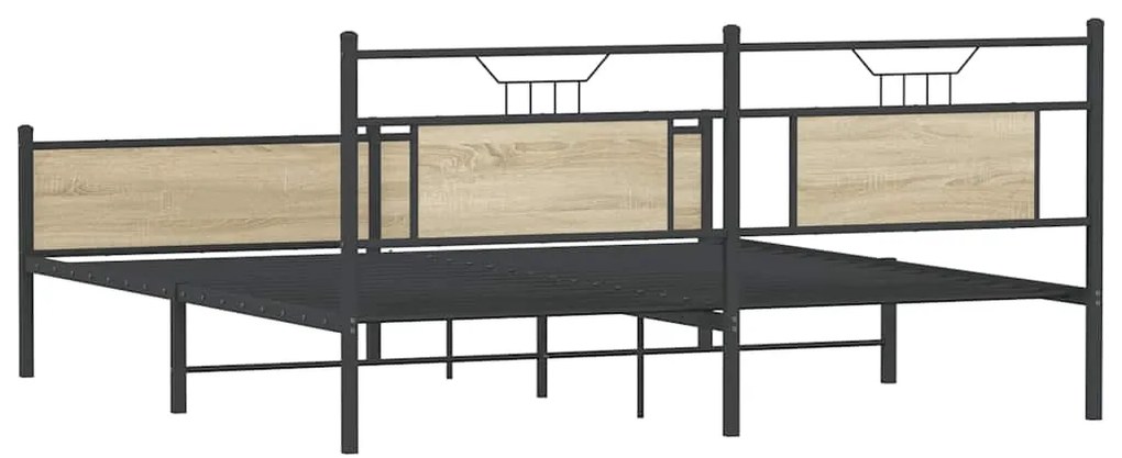 Estrutura de cama sem colchão 160x200cm metal carvalho sonoma