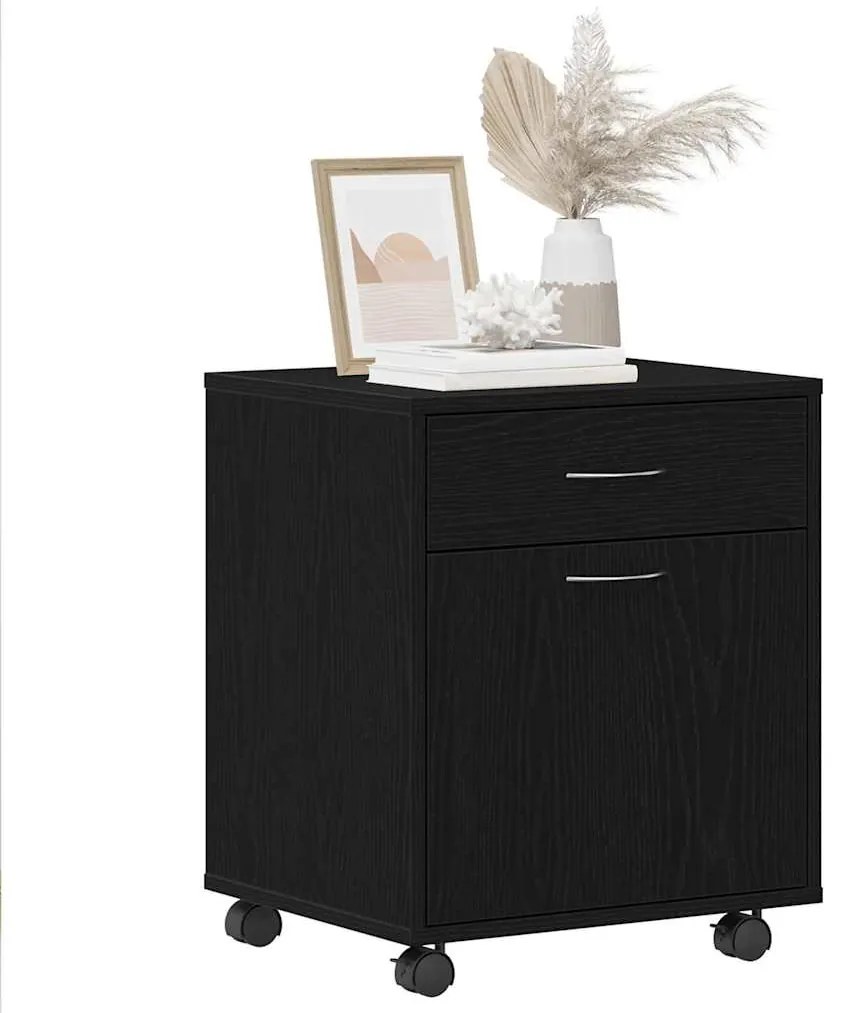 Armário em Rolling vidaXL Carvalho Preto 45x38x54 cm Madeira engenheir