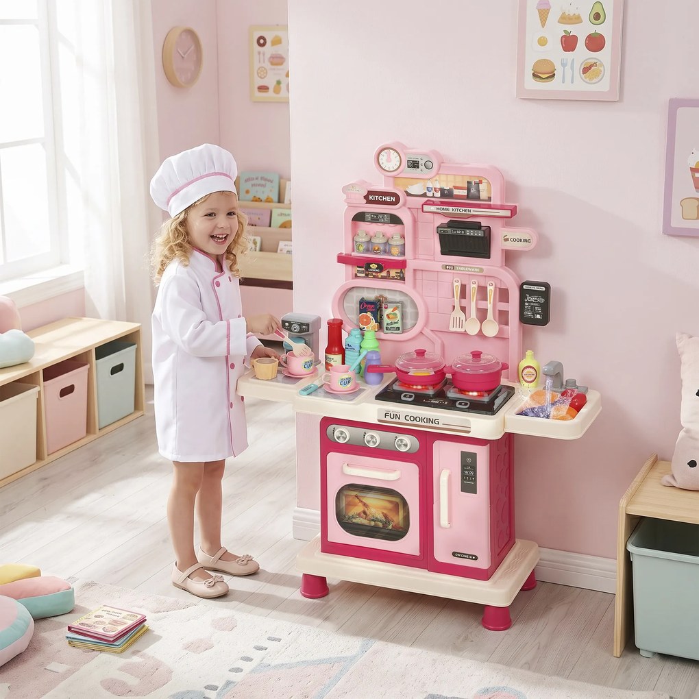 Cozinha de Brincar, 67 x 25 x 87 cm, 33 Acessórios, Rosa