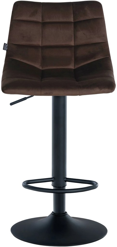 Conjunto de 2 bancos de bar Jerry em veludo com estrutura preta 87-108,5 x 43 x 46,5 cm Castanho