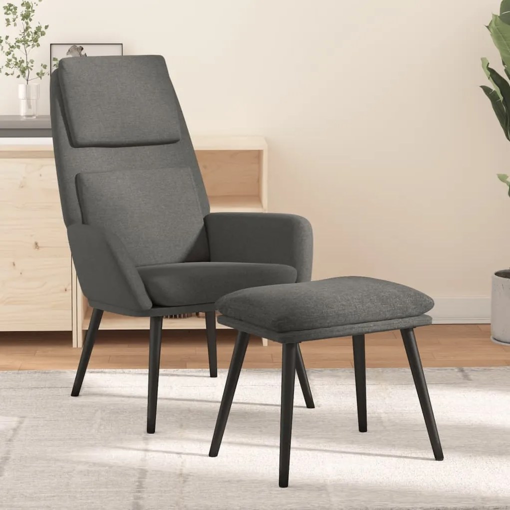 3097768 vidaXL Cadeira de descanso com banco tecido cinzento-claro