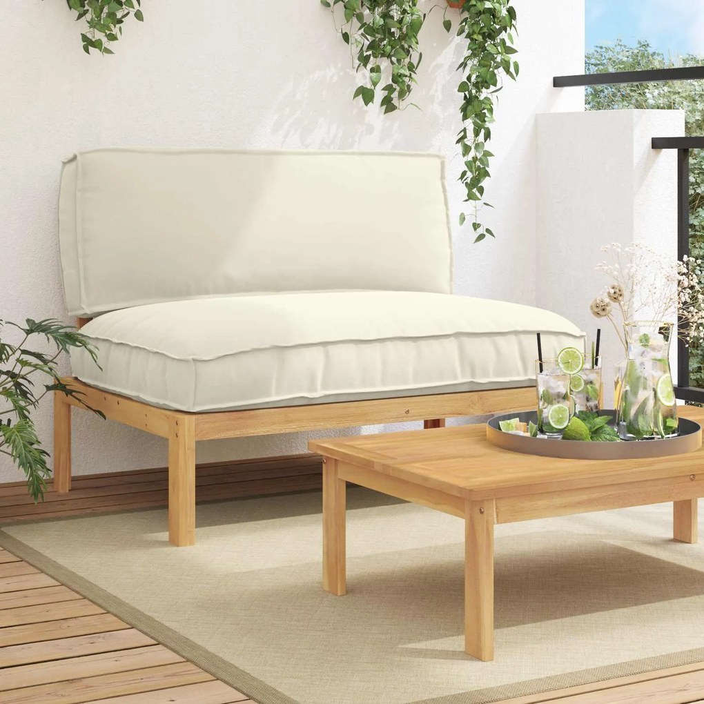 vidaXL Conjunto de Sofás com almofada Liso Creme 120 x 92 x 69 cm