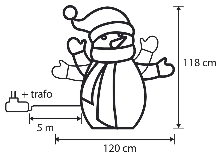 Candeeiro de pé de Natal Boneco de Neve 116cm incl. LED com Temporizador IP44 - Pax