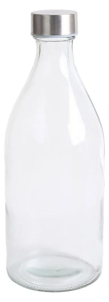 Garrafa Vidro Tampa Metal Redonda 1000ml 9.5X25.5cm