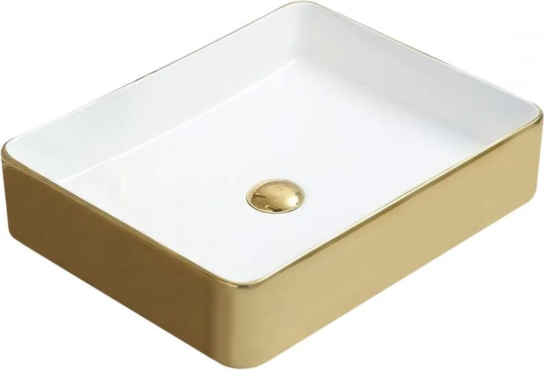 Mexen Estela lavatório de bancada 50 x 40 cm, branco/dourado - 22105053