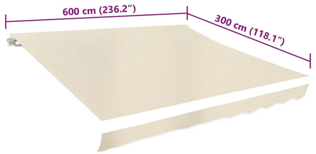Lona para toldo creme 6 x 3 m (sem estrutura/caixa)