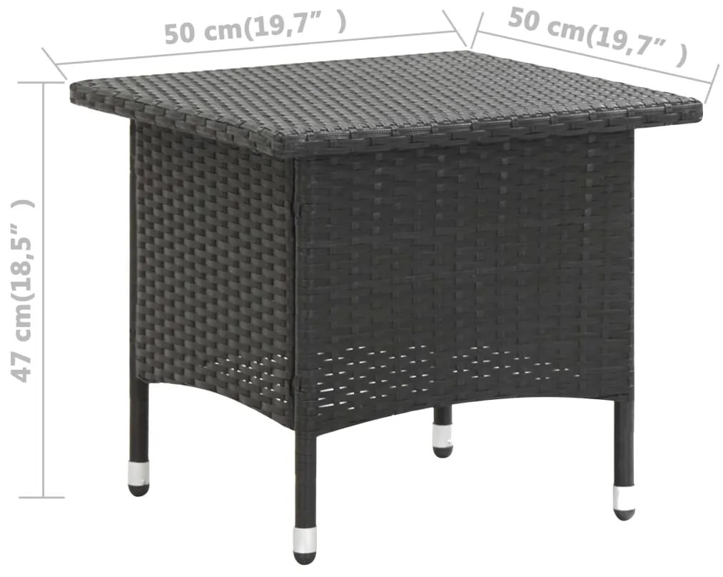 Mesa de chá 50x50x47 cm vime PE preto