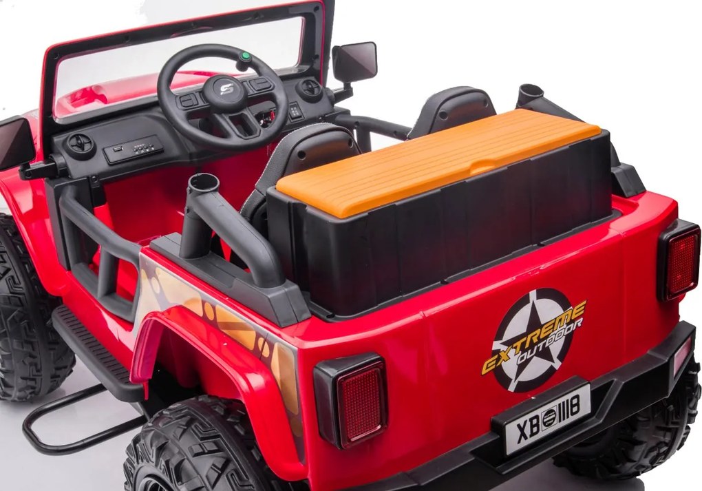 Jipe elétrico para Crianças 24V 4x4 Jeep Monster Rodas de espuma EVA, assento Couro ecológico Vermelho