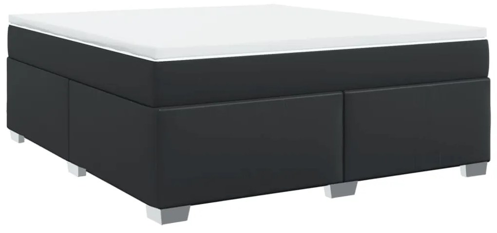 Cama com molas/colchão 180x200 cm couro artificial preto