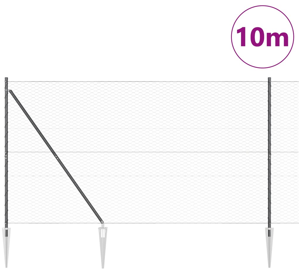 Cerca Hexagonal vidaXL Cinza 1.6x10 m Aço