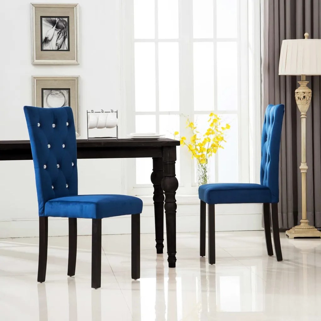 246490 vidaXL Cadeiras de jantar 2 pcs veludo azul-escuro
