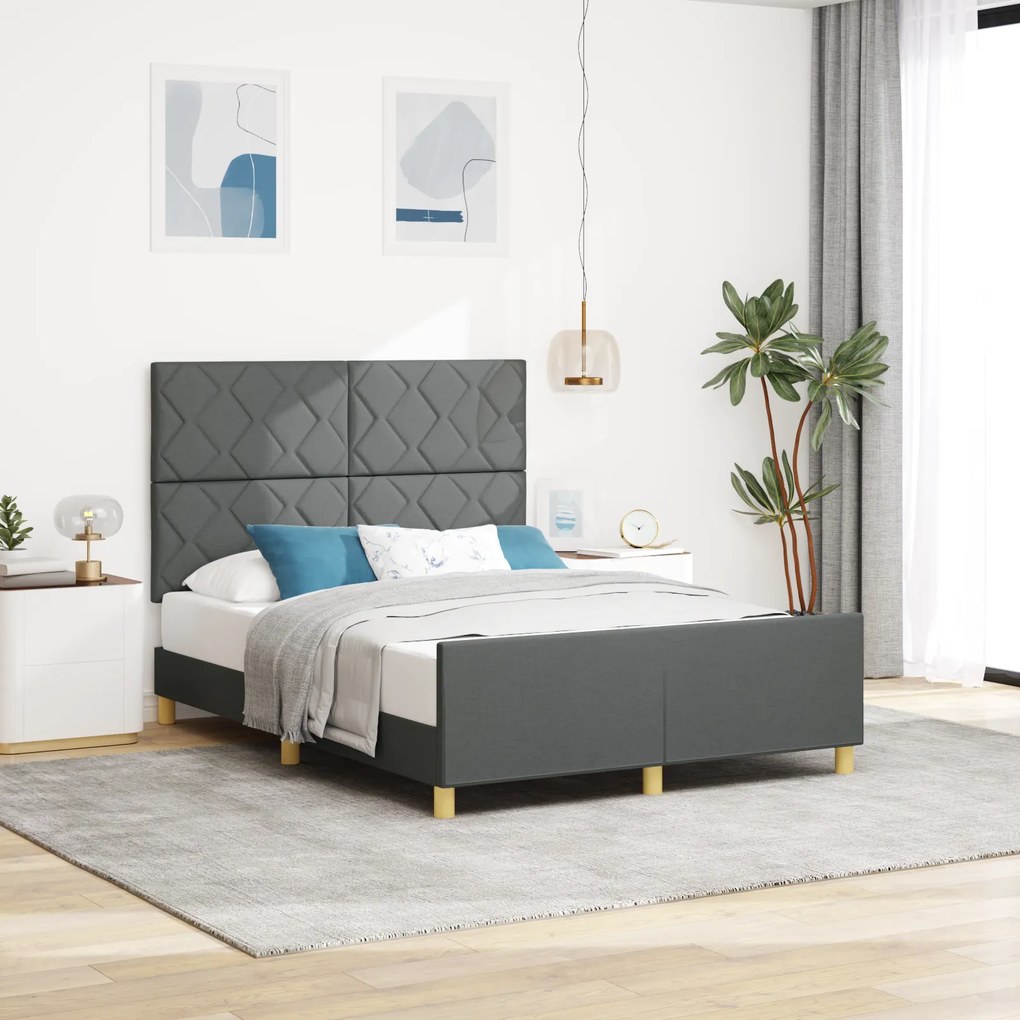 Cama em Tecido Cinza Escuro 140x190 cm
