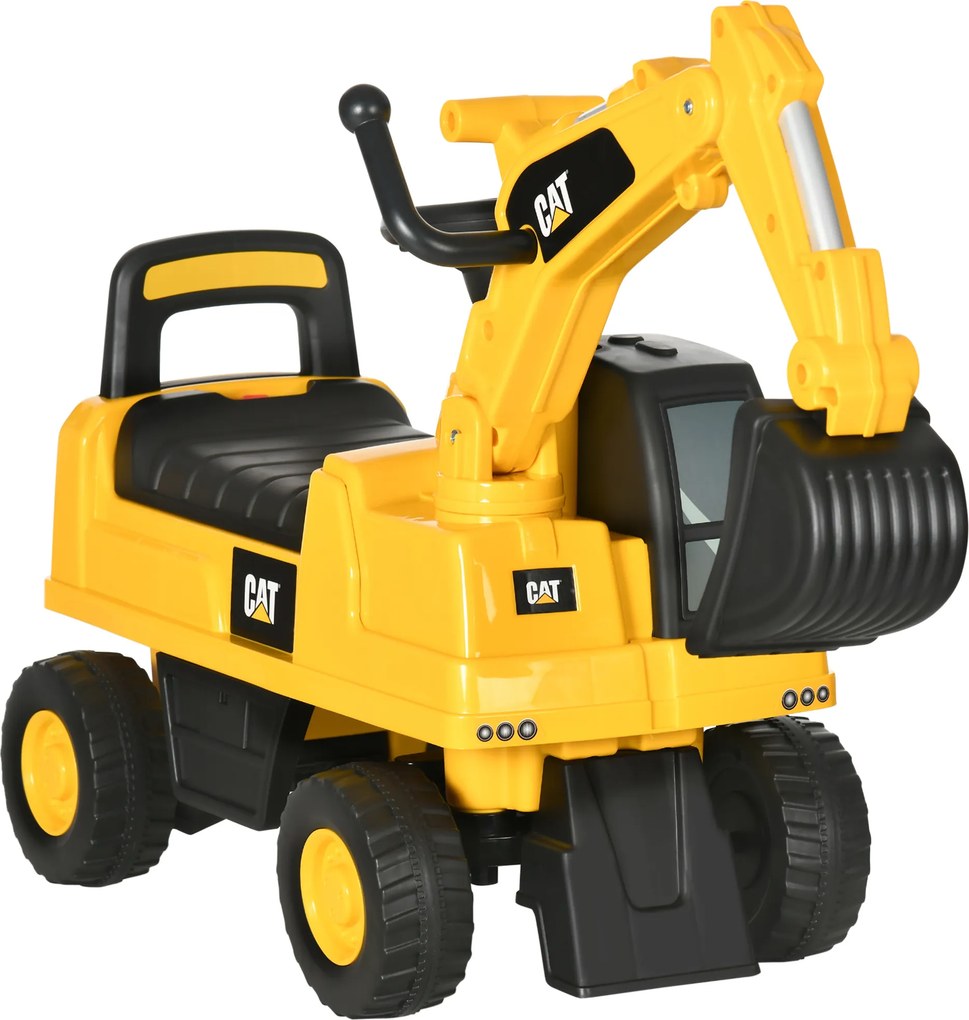 Andarilho Escavadora com Licença Caterpillar Escavadora para Crianças com Pá Dianteira e Buzina 85x27,5x47,5 cm Amarelo
