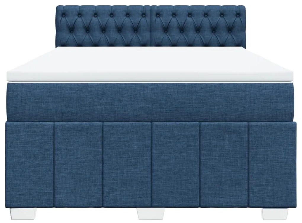 Cama com molas/colchão 140x200 cm tecido azul