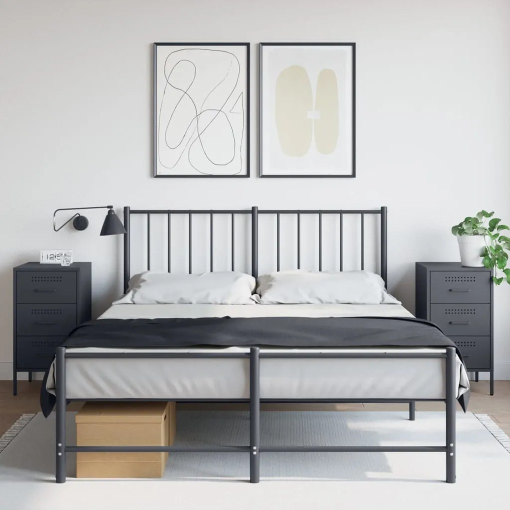 vidaXL Mesas de cabeceira 2 pcs 36x39x68 cm aço antracite