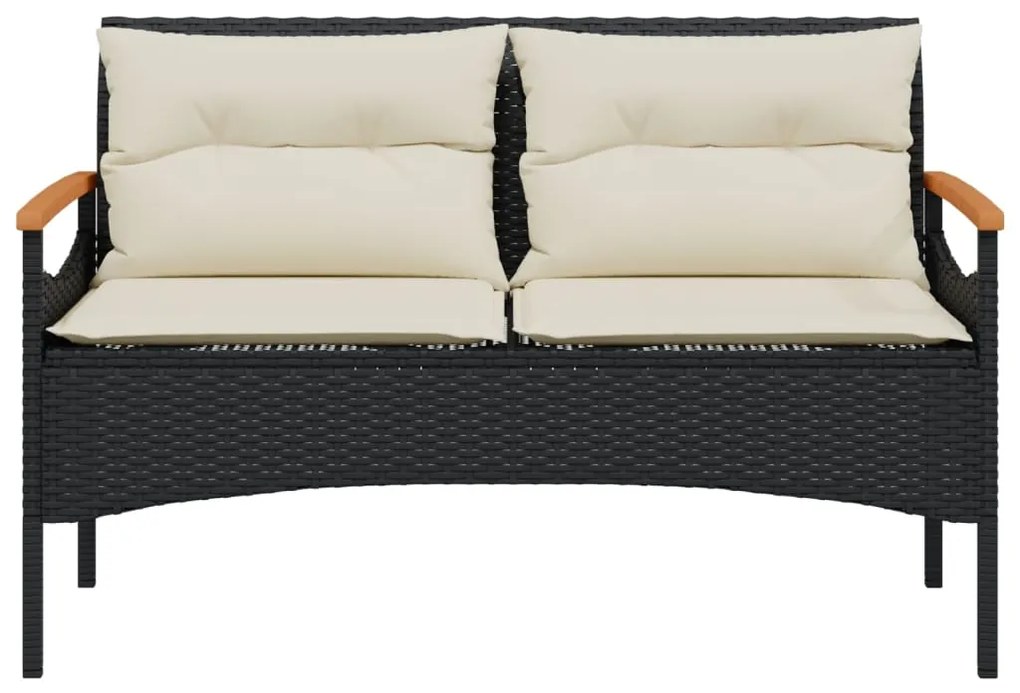 4 pcs conjunto de sofás para jardim c/ almofadões vime PE preto